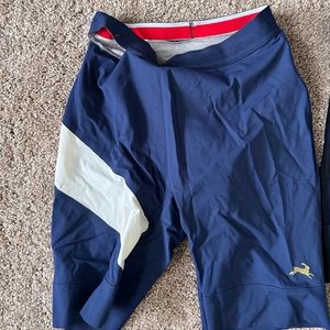 Tracksmith Mens Small Navy Allston Half Tights (severe waistband separation)